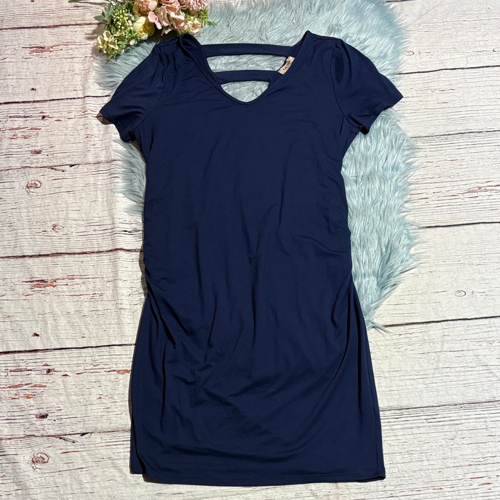 Full Moon Maternity Navy Blue Short Sleeve Dress sz XXL